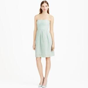 J. Crew Dusty Seaglass Hayley Eyelet Strapless Dress
